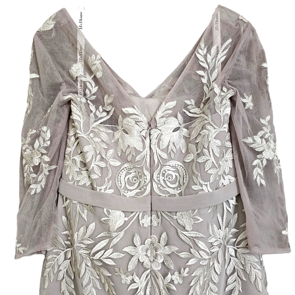 Nwt JJs House Taupe Floral Embroidered Lace Illusion Neckline Mother/Bri… - Picture 15 of 17